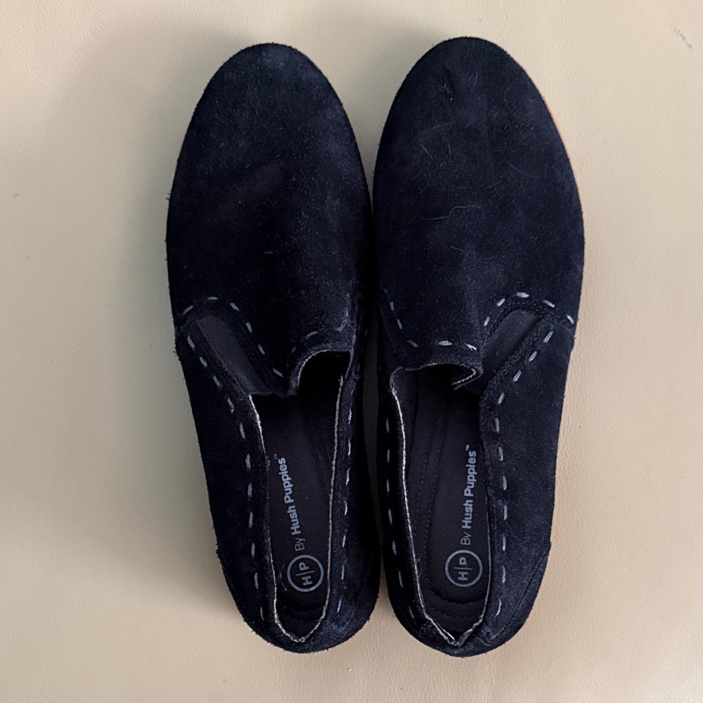 Hush Puppies Women's Dark Suede Slip-Ons. Worn once.